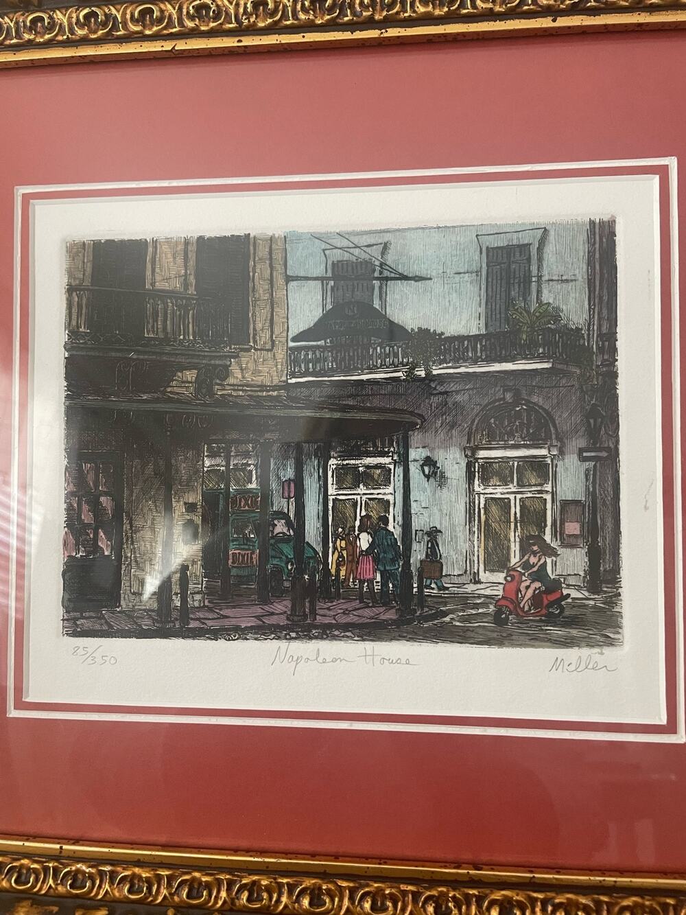 Colored Pencil Sketch, Vue Carre, Napoleon House, Framed and Matted, A17